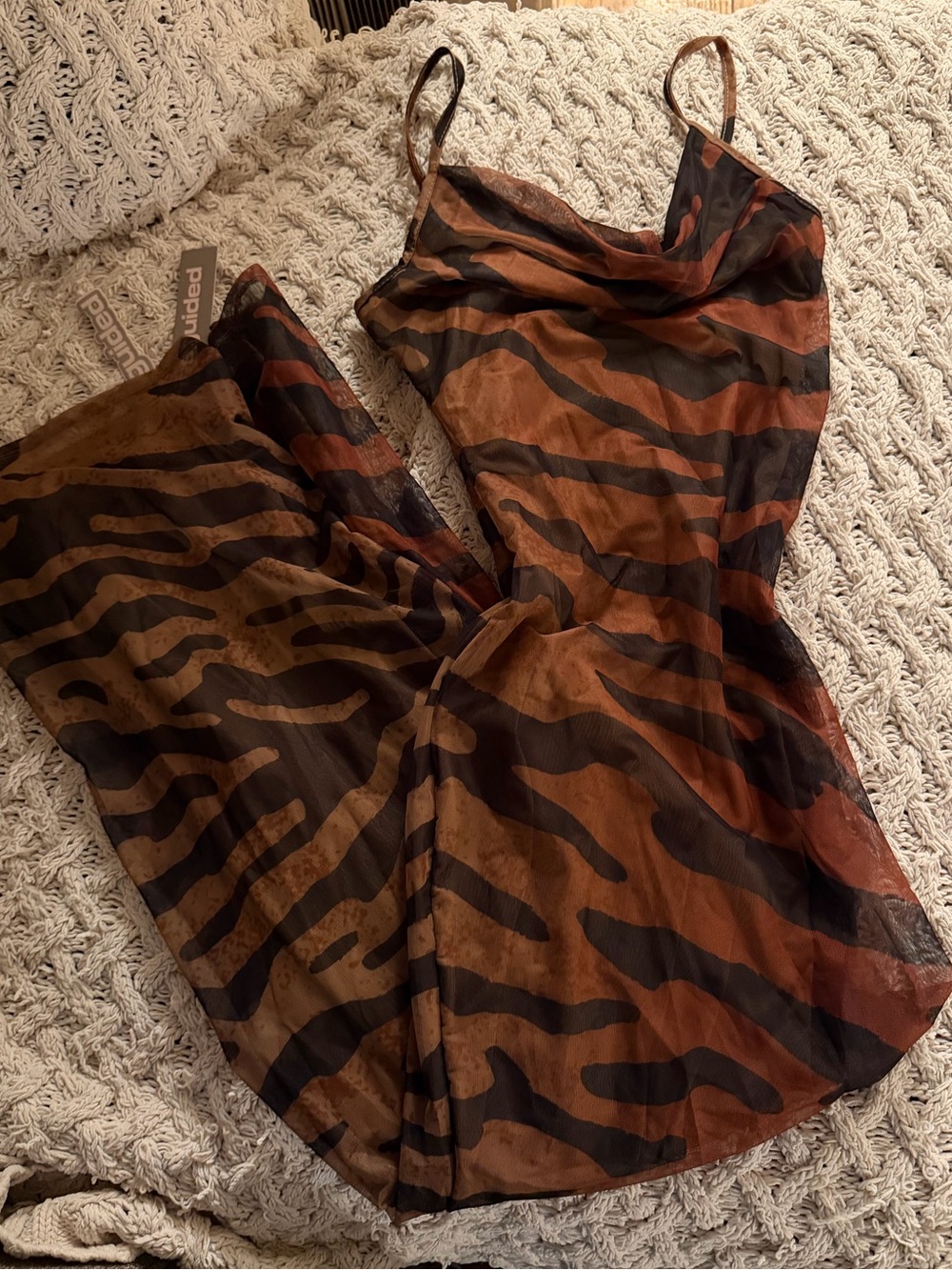 Missguided Brown & Black Animal-Print Slip Jumpsuit